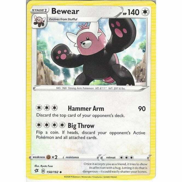 150/192 Bewear Uncommon Card Pokemon Sword & Shield Rebel Clash - Recaptured LTD
