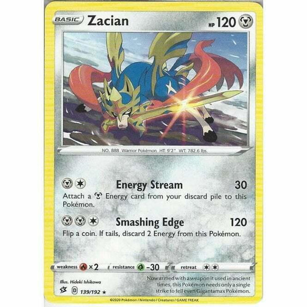 139/192 Zacian Rare Card Pokemon Sword & Shield Rebel Clash - Recaptured LTD