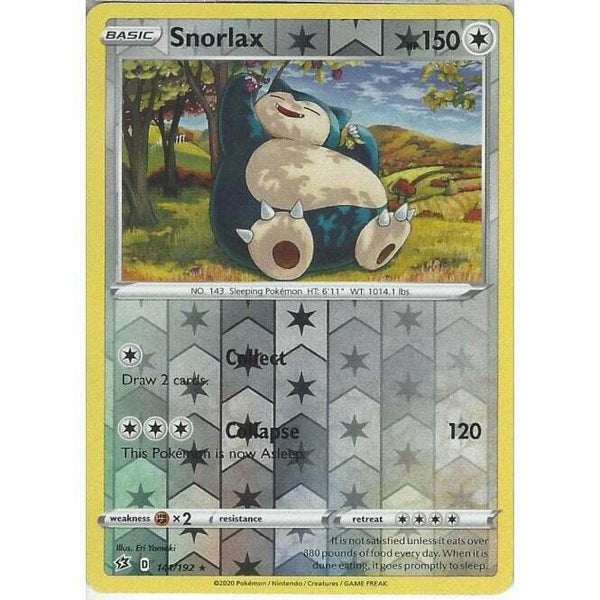 141/192 Snorlax Rare Reverse Holo Card Pokemon Sword & Shield Rebel Clash - Recaptured LTD