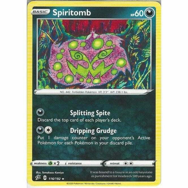 116/192 Spiritomb Rare Card Pokemon Sword & Shield Rebel Clash - Recaptured LTD