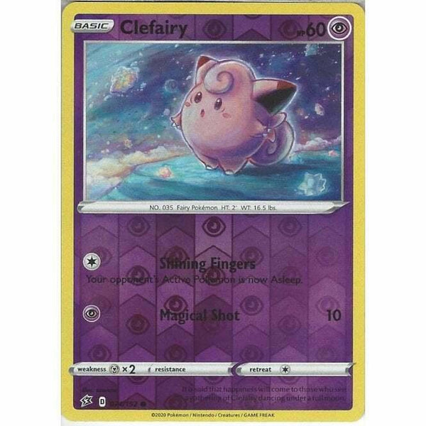 074/192 Clefairy Common Reverse Holo Card Pokemon Sword & Shield Rebel Clash - Recaptured LTD
