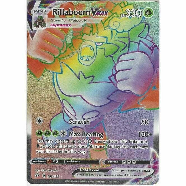 193/192 Rillaboom VMAX Full Art Rainbow Rare Card Sword & Shield Rebel Clash - Recaptured LTD