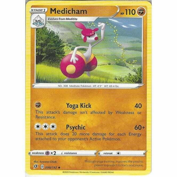098/192 Medicham Uncommon Card Pokemon Sword & Shield Rebel Clash - Recaptured LTD