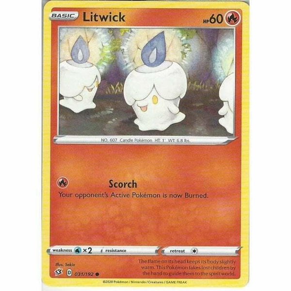 031/192 Litwick Common Card Pokemon Sword & Shield Rebel Clash - Recaptured LTD