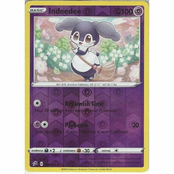 088/192 Indeedee Uncommon Reverse Holo Card Pokemon Sword & Shield Rebel Clash - Recaptured LTD