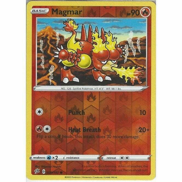 029/192 Magmar Common Reverse Holo Card Pokemon Sword & Shield Rebel Clash - Recaptured LTD