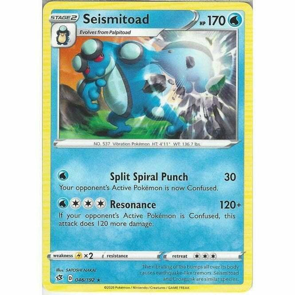 046/192 Seismitoad Rare Card Pokemon Sword & Shield Rebel Clash - Recaptured LTD
