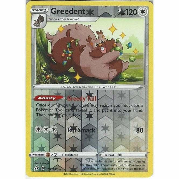 152/192 Greedent Rare Reverse Holo Card Pokemon Sword & Shield Rebel Clash - Recaptured LTD