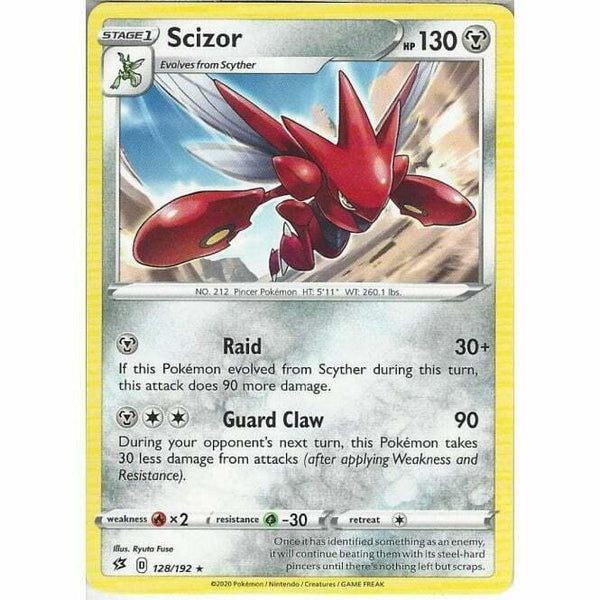 128/192 Scizor Rare Card Pokemon Sword & Shield Rebel Clash - Recaptured LTD