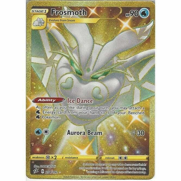 204/192 Frosmoth Gold Secret Rare Card Pokemon Sword & Shield Rebel Clash - Recaptured LTD