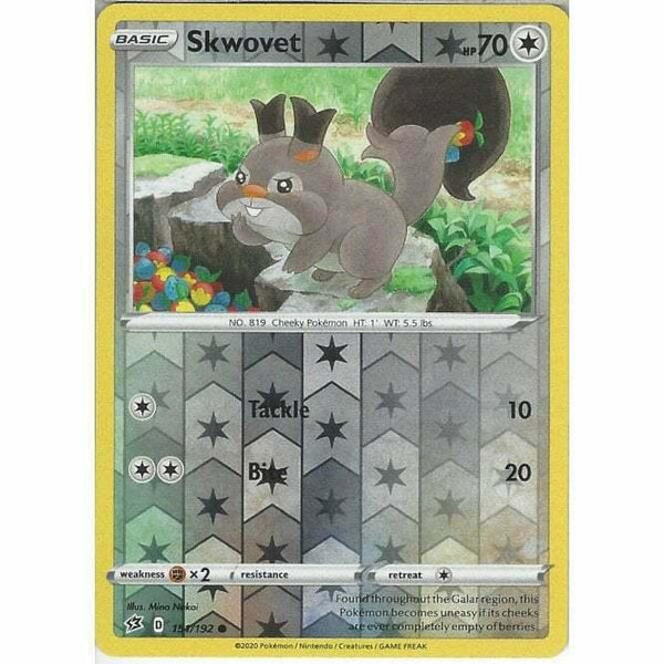 151/192 Skwovet Common Reverse Holo Card Pokemon Sword & Shield Rebel Clash - Recaptured LTD