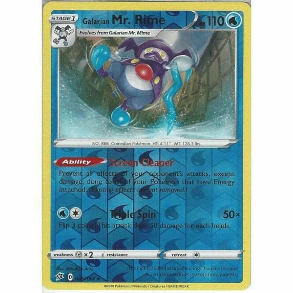 038/192 Galarian Mr. Rime Rare Reverse Holo Card Sword & Shield Rebel Clash - Recaptured LTD