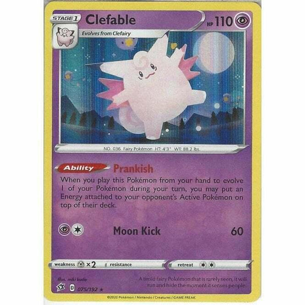 075/192 Clefable Rare Holo Card Pokemon Sword & Shield Rebel Clash - Recaptured LTD