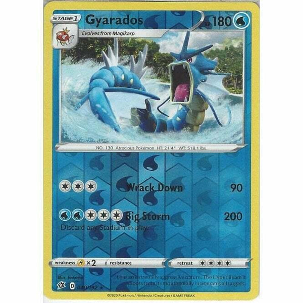 040/192 Gyarados Rare Reverse Holo Card Pokemon Sword & Shield Rebel Clash - Recaptured LTD