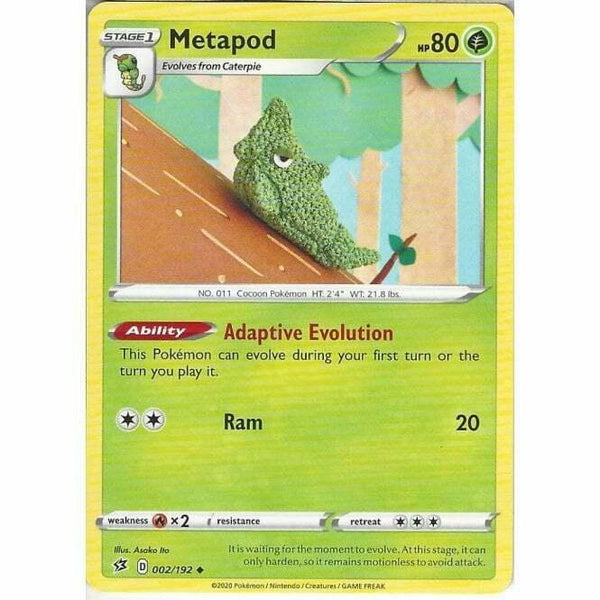 002/192 Metapod Uncommon Card Pokemon Sword & Shield Rebel Clash - Recaptured LTD