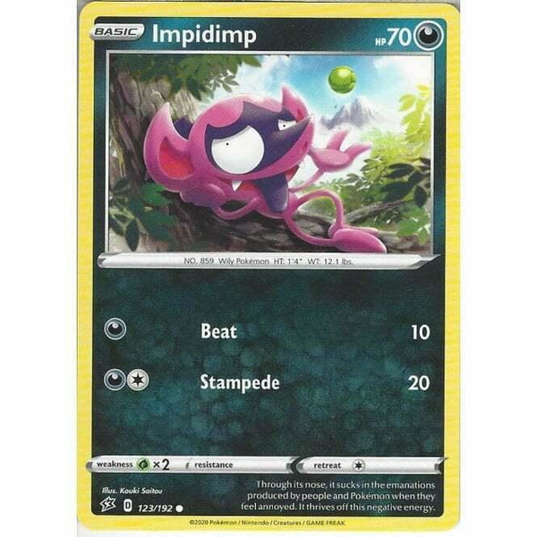 123/192 Impidimp Common Card Pokemon Sword & Shield Rebel Clash - Recaptured LTD