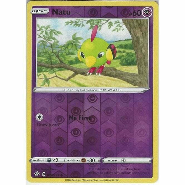 076/192 Natu Common Reverse Holo Card Pokemon Sword & Shield Rebel Clash - Recaptured LTD