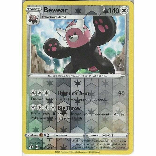 150/192 Bewear Uncommon Reverse Holo Card Pokemon Sword & Shield Rebel Clash - Recaptured LTD