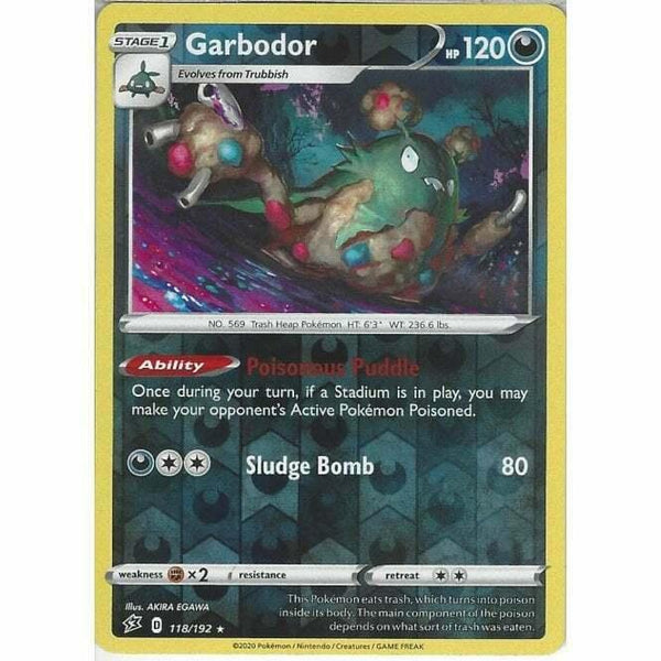 118/192 Garbodor Rare Reverse Holo Card Pokemon Sword & Shield Rebel Clash - Recaptured LTD