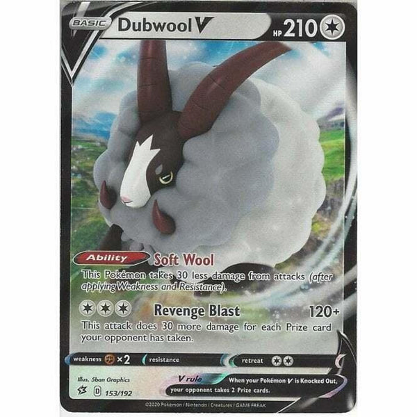 153/192 Dubwool V Rare Holo V Card Pokemon Sword & Shield Rebel Clash - Recaptured LTD