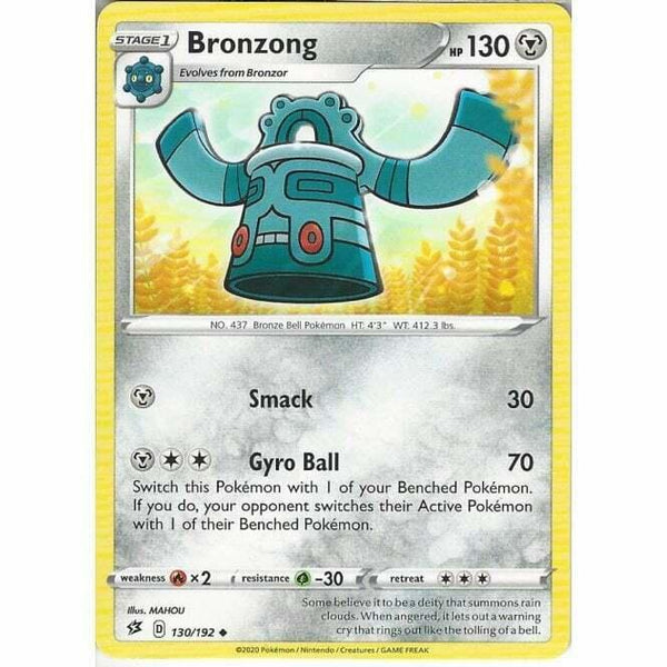 130/192 Bronzong Uncommon Card Pokemon Sword & Shield Rebel Clash - Recaptured LTD