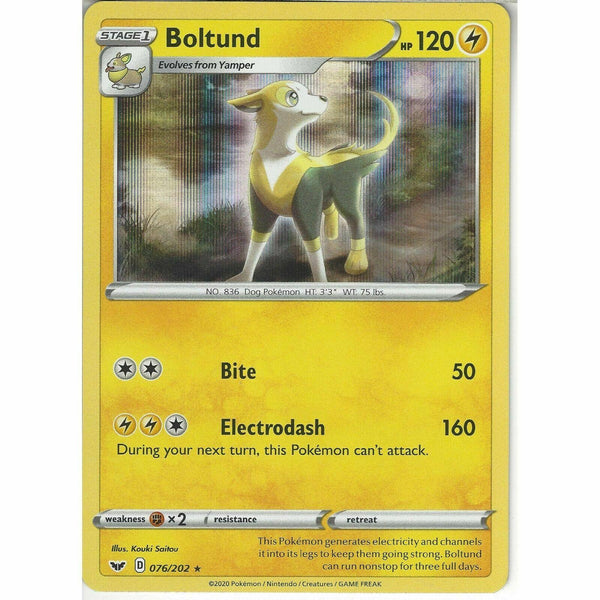 076/202 Boltund | Rare Holo Card | Pokemon TCG Sword and Shield S&amp;amp;S Base Set - Recaptured LTD