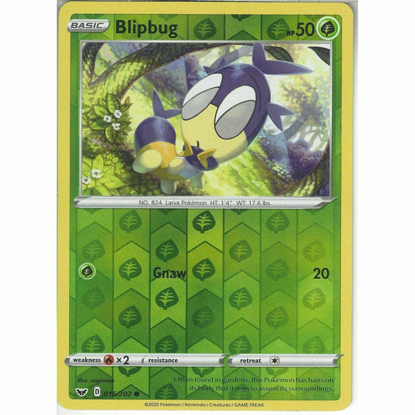 016/202 Blipbug | Common Reverse Holo Card Pokemon TCG Sword &amp;amp; Shield Base Set - Recaptured LTD