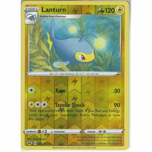 069/202 Lanturn | Rare Reverse Holo Card | Pokemon Sword and Shield (Base Set) - Recaptured LTD