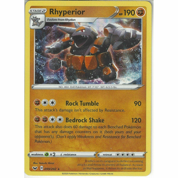 099/202 Rhyperior | Rare Holo Card | Pokemon TCG Sword and Shield S&amp;amp;S Base Set - Recaptured LTD