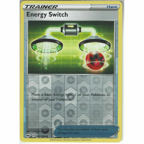162/202 Energy Switch Uncommon Reverse Holo Card Pokemon Sword &amp;amp; Shield Base Set - Recaptured LTD