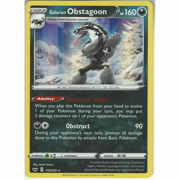 119/202 Galarian Obstagoon | Rare Holo Card | Pokemon Sword and Shield Base Set - Recaptured LTD