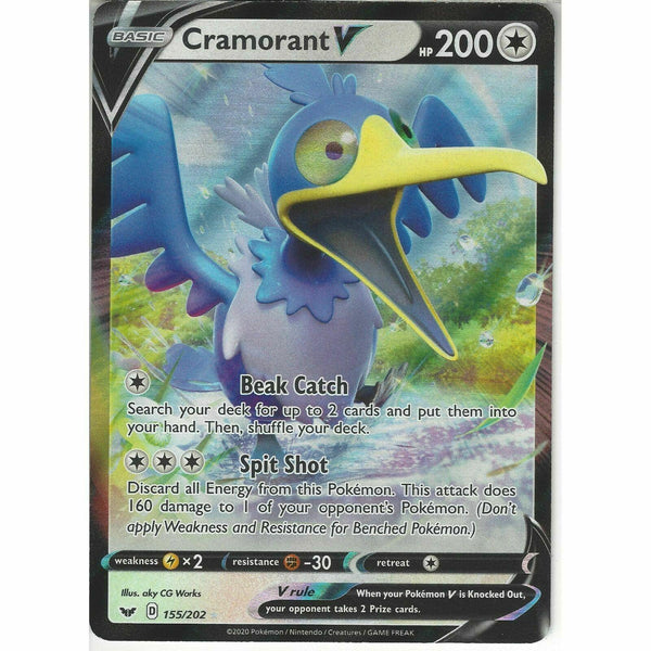 155/202 Cramorant V | Rare Holo V Card Pokemon TCG Sword and Shield S&amp;amp;S Base Set - Recaptured LTD