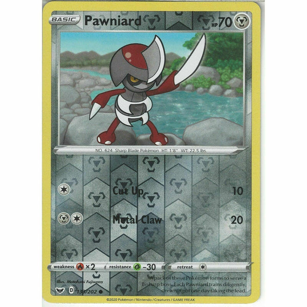 133/202 Pawniard | Common Reverse Holo Card Pokemon TCG Sword &amp;amp; Shield Base Set - Recaptured LTD