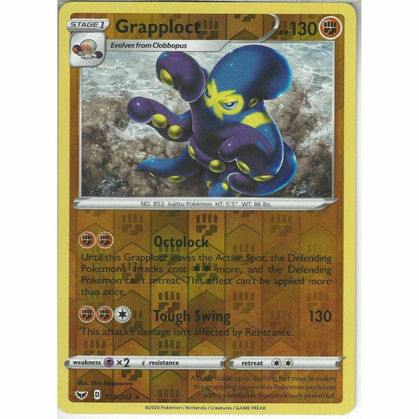 113/202 Grapploct | Rare Reverse Holo Card | Pokemon Sword and Shield (Base Set) - Recaptured LTD