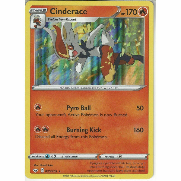 035/202 Cinderace | Rare Holo Card | Pokemon TCG Sword and Shield S&amp;amp;S Base Set - Recaptured LTD