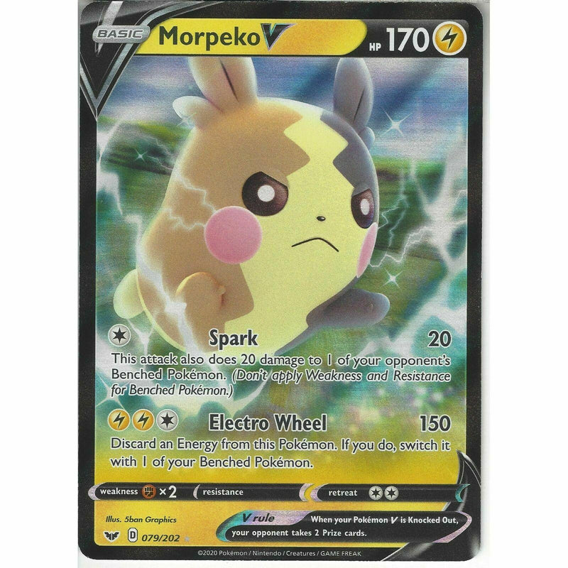 what pokemon set has 202 cards 079/202 Morpeko V | Rare Holo V Card | Pokemon TCG Sword and Shield S&
