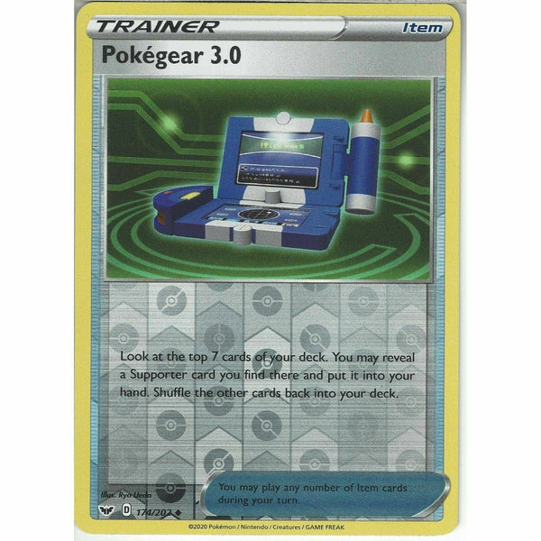 174/202 Pokegear 3.0 Uncommon Reverse Holo Card Pokemon Sword &amp;amp; Shield Base Set - Recaptured LTD