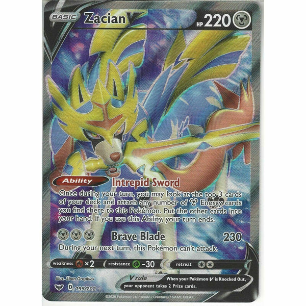 195/202 Zacian V | Rare Ultra Card | Pokemon TCG Sword and Shield S&amp;amp;S Base Set - Recaptured LTD