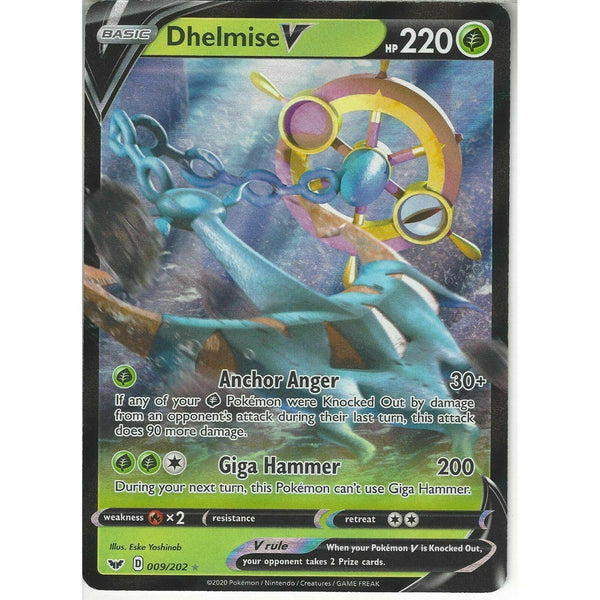 009/202 Dhelmise V | Rare Holo V Card Pokemon TCG Sword and Shield S&amp;amp;S Base Set - Recaptured LTD