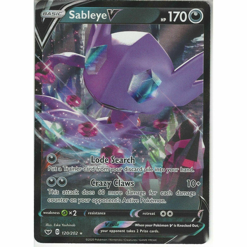 120/202 Sableye V | Rare Holo V Card | Pokemon TCG Sword and Shield S& - Recaptured LTD 120/202 Sableye V | Rare Holo V Card | Pokemon TCG Sword and Shield S& - Recaptured LTD