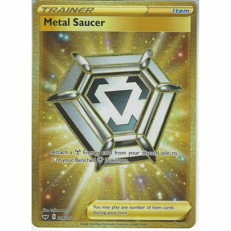 Metal Saucer 214/202 Secret Rare Pokemon Sword And Shield Pack Fresh - Recaptured LTD Metal Saucer 214/202 Secret Rare Pokemon Sword And Shield Pack Fresh - Recaptured LTD