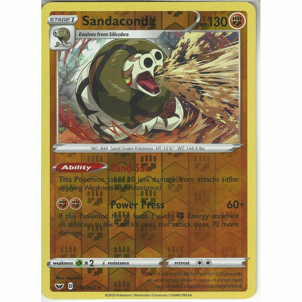 110/202 Sandaconda | Rare Reverse Holo Card Pokemon TCG Sword &amp;amp; Shield Base Set - Recaptured LTD