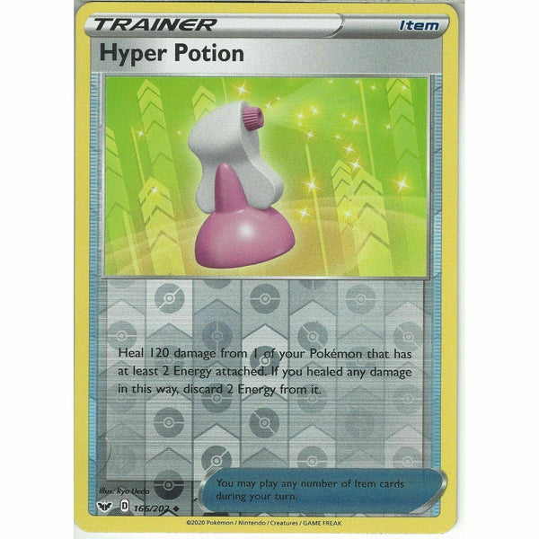 166/202 Hyper Potion Uncommon Reverse Holo Card Pokemon Sword &amp;amp; Shield Base Set - Recaptured LTD