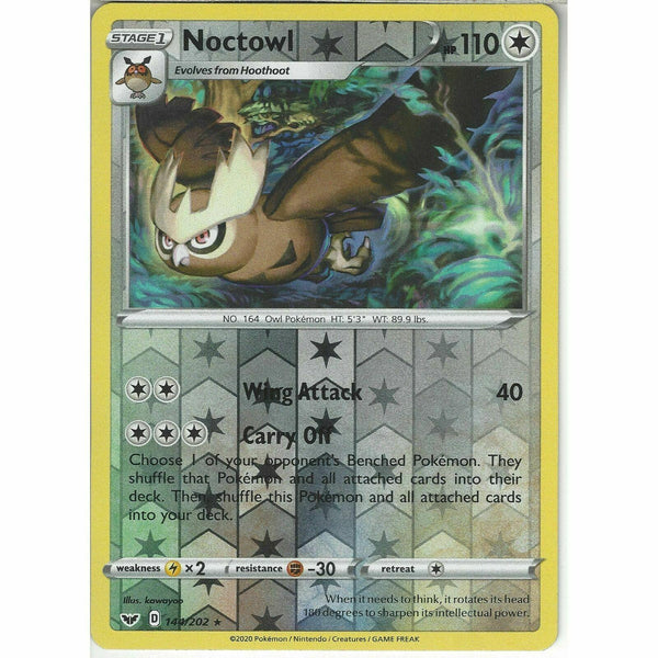 144/202 Noctowl | Rare Reverse Holo Card Pokemon TCG Sword and Shield (Base Set) - Recaptured LTD