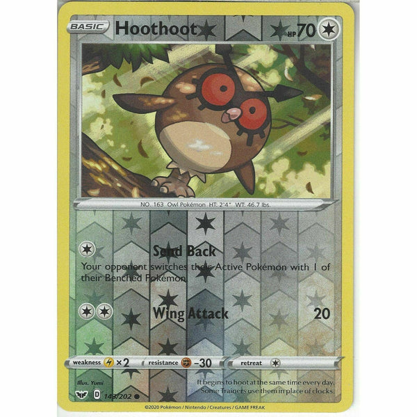 143/202 Hoothoot | Common Reverse Holo Card Pokemon TCG Sword &amp;amp; Shield Base Set - Recaptured LTD