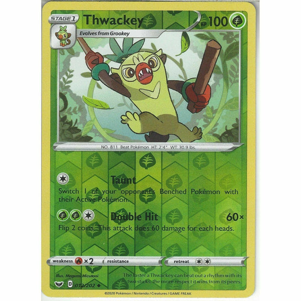 012/202 Thwackey | Uncommon Reverse Holo Card Pokemon Sword &amp;amp; Shield (Base Set) - Recaptured LTD