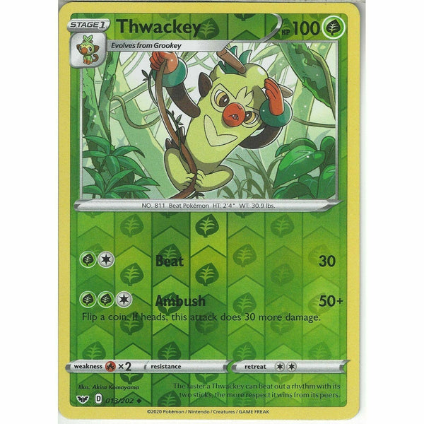 013/202 Thwackey | Uncommon Reverse Holo Card Pokemon Sword &amp;amp; Shield (Base Set) - Recaptured LTD