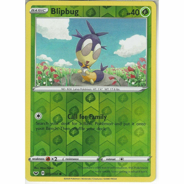 017/202 Blipbug | Common Reverse Holo Card Pokemon TCG Sword &amp;amp; Shield Base Set - Recaptured LTD