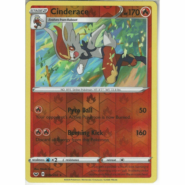035/202 Cinderace | Rare Reverse Holo Card Pokemon TCG Sword &amp;amp; Shield (Base Set) - Recaptured LTD
