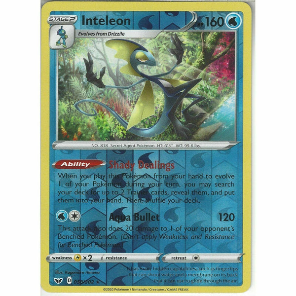 058/202 Inteleon | Rare Reverse Holo Card Pokemon TCG Sword &amp;amp; Shield (Base Set) - Recaptured LTD